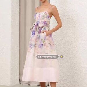 Zimmermann wisteria floral spaghetti strap maxi dress size 1